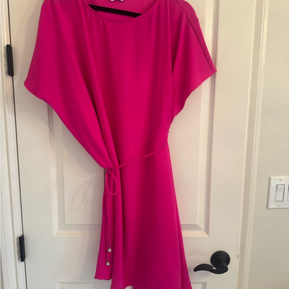 Trina Turk Pink Asymmetrical Belted Dress
